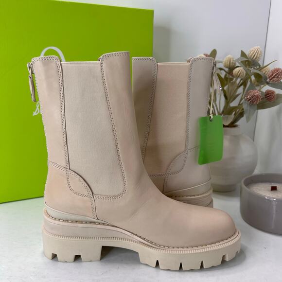 Sam Edelman Genia Leather Chunky Wedge Chelsea Boot Ivory Women's US 6.5M NWB - Picture 6 of 12